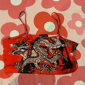 Red Dragon Print Women's crop top
